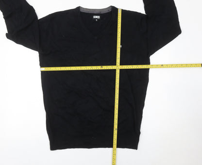 Henleys Men Black XL V-Neck Cotton Jumper Pullover Knitwear