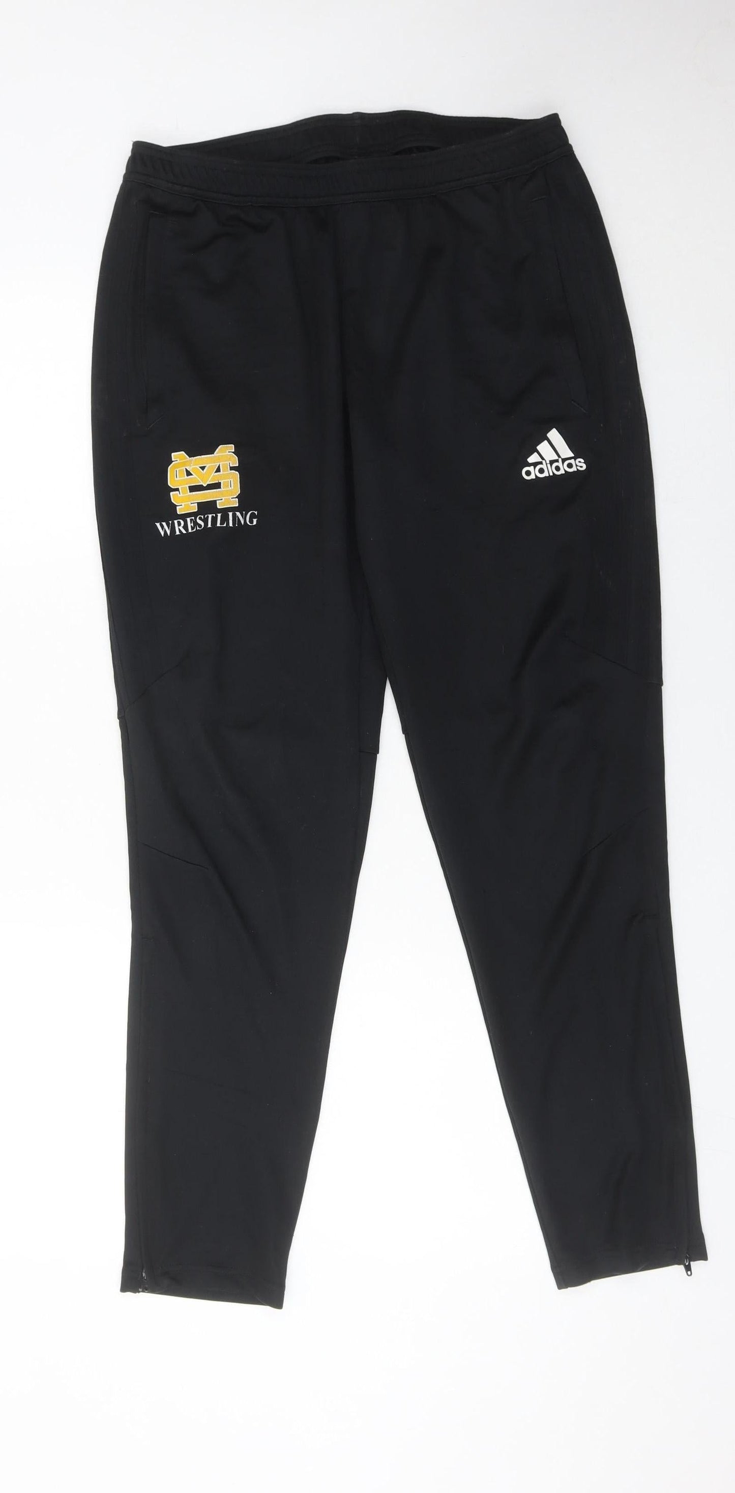 Adidas Men’s Black Jogger Trousers L Wrestling Logo Sportswear