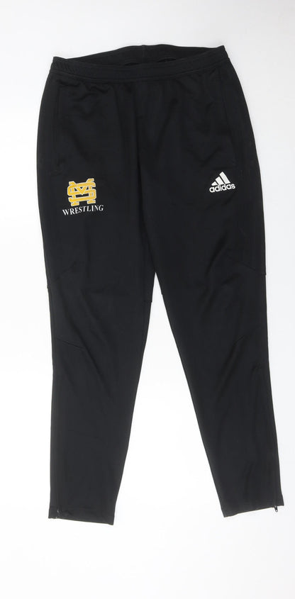 Adidas Men’s Black Jogger Trousers L Wrestling Logo Sportswear