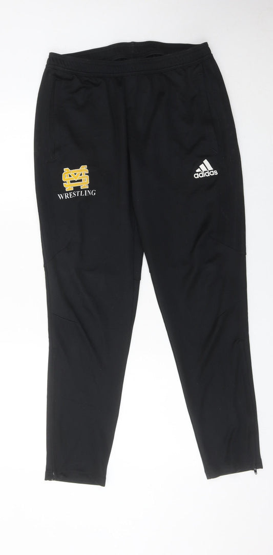 Adidas Men’s Black Jogger Trousers L Wrestling Logo Sportswear