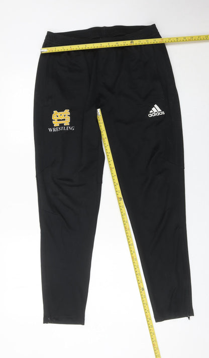 Adidas Men’s Black Jogger Trousers L Wrestling Logo Sportswear