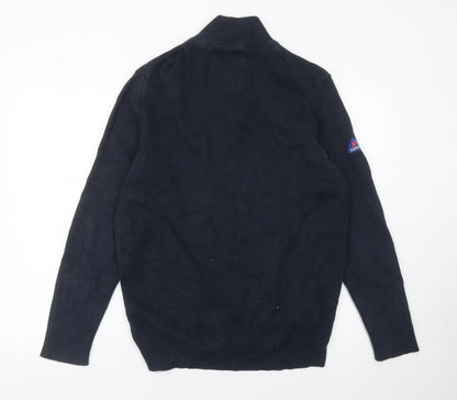 Superdry Men’s Blue XL 1/4 Zip Mock Neck Cotton Jumper