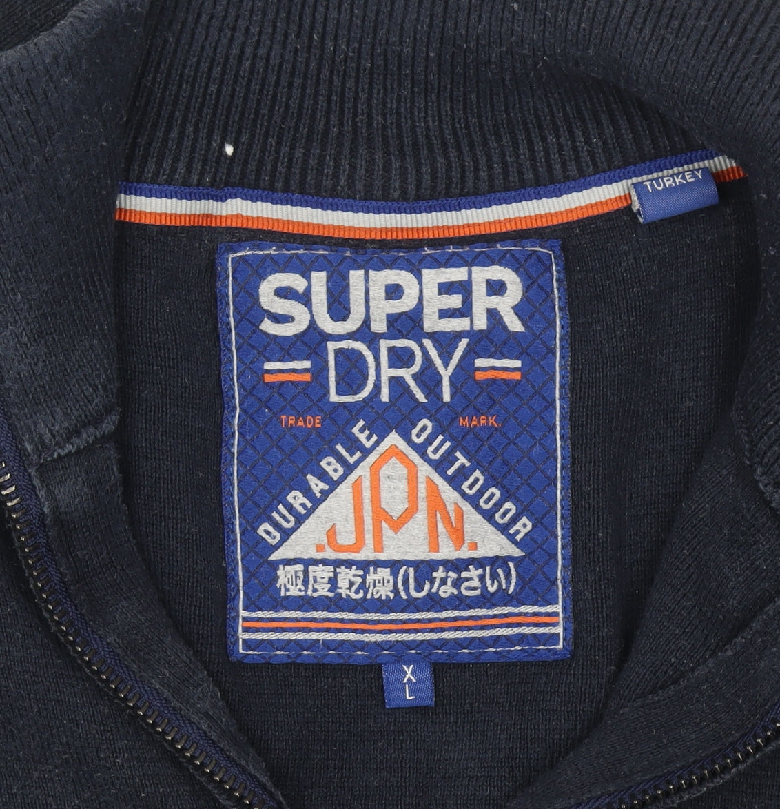 Superdry Men’s Blue XL 1/4 Zip Mock Neck Cotton Jumper