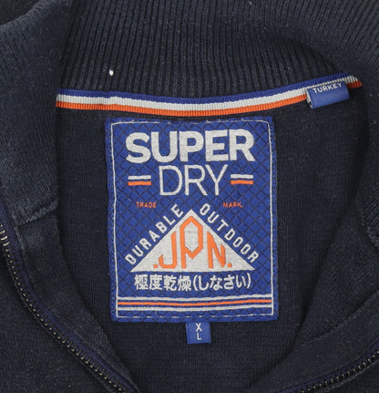 Superdry Men’s Blue XL 1/4 Zip Mock Neck Cotton Jumper