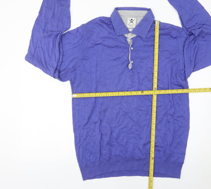 Hackett Mayfair Men's Purple 2XL Long Sleeve Polo Shirt Cotton Cashmere