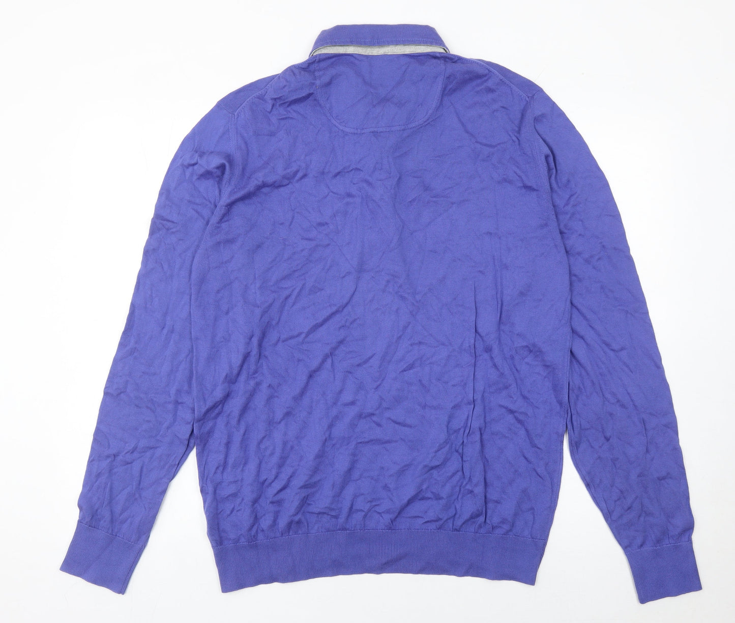 Hackett Mayfair Men's Purple 2XL Long Sleeve Polo Shirt Cotton Cashmere