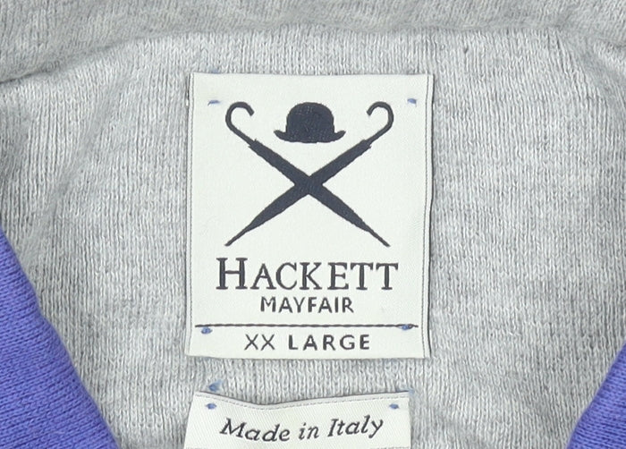 Hackett Mayfair Men's Purple 2XL Long Sleeve Polo Shirt Cotton Cashmere