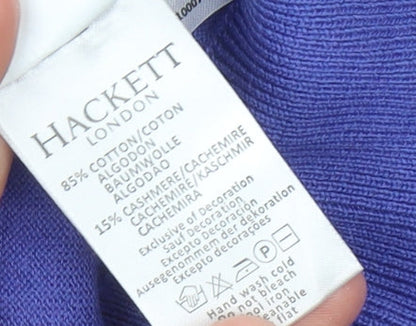 Hackett Mayfair Men's Purple 2XL Long Sleeve Polo Shirt Cotton Cashmere