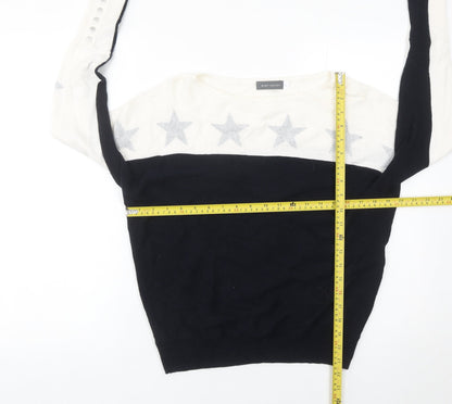 Mint Velvet Women’s XS Black White Star Jumper Pullover Knit
