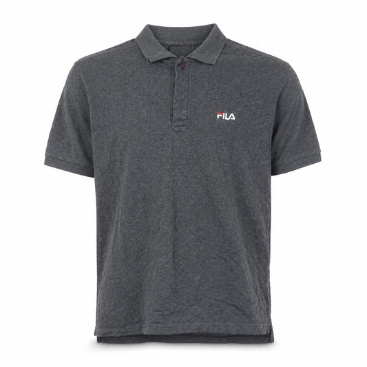 Front view of Fila Men's Grey Polo Shirt, size M, Regular Fit Cotton Short Sleeve