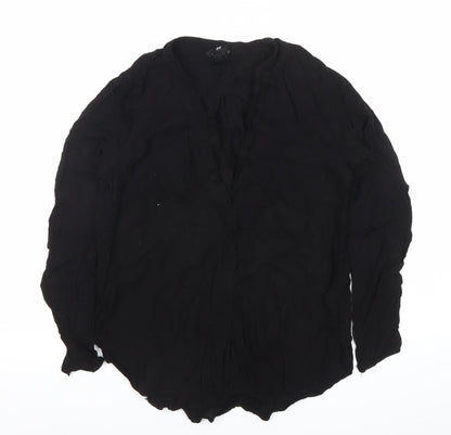 H&M Women’s Black Chiffon Blouse Size 8 Long Sleeve Button Up