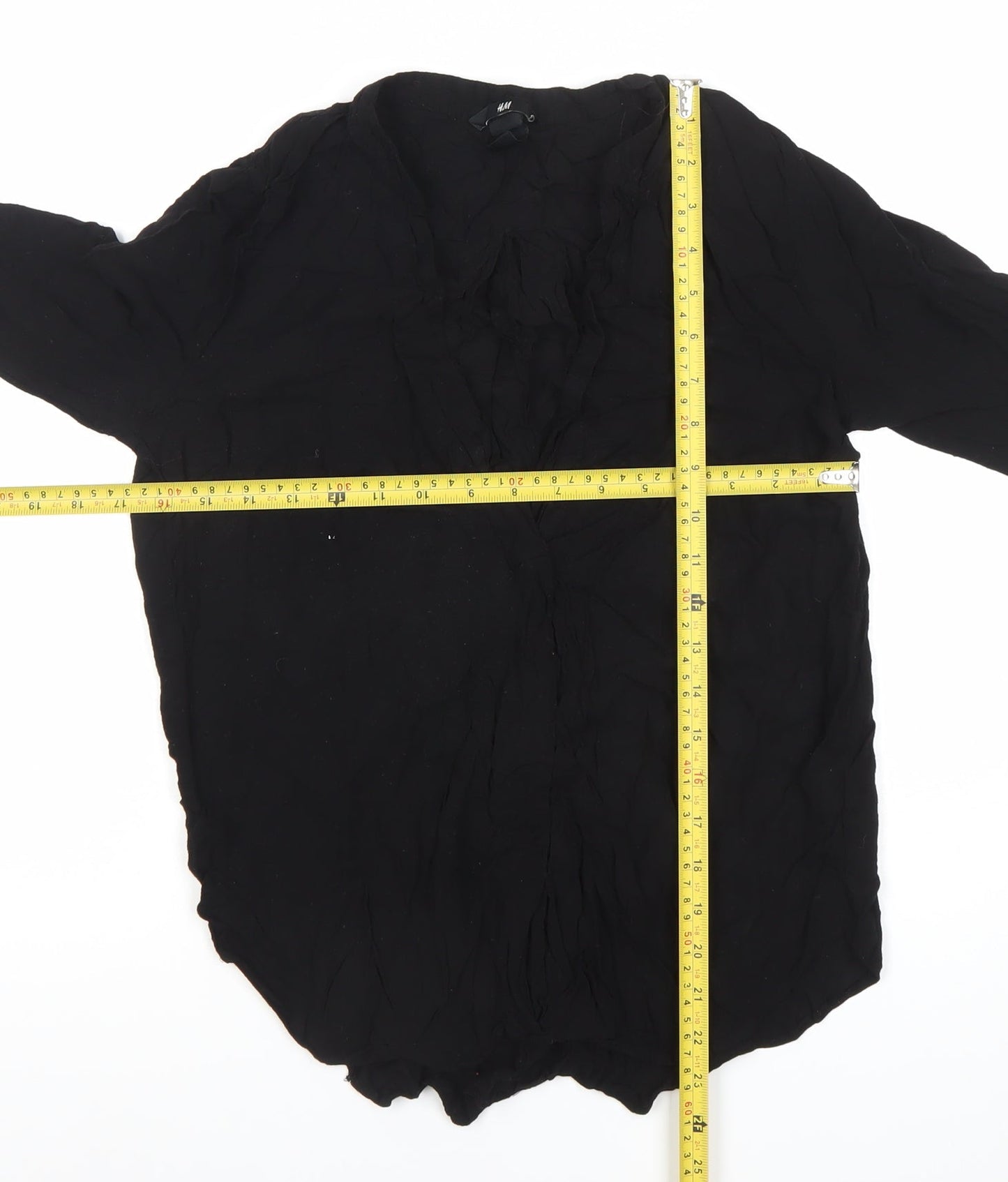 H&M Women’s Black Chiffon Blouse Size 8 Long Sleeve Button Up