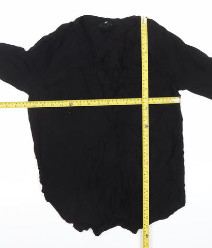 H&M Women’s Black Chiffon Blouse Size 8 Long Sleeve Button Up