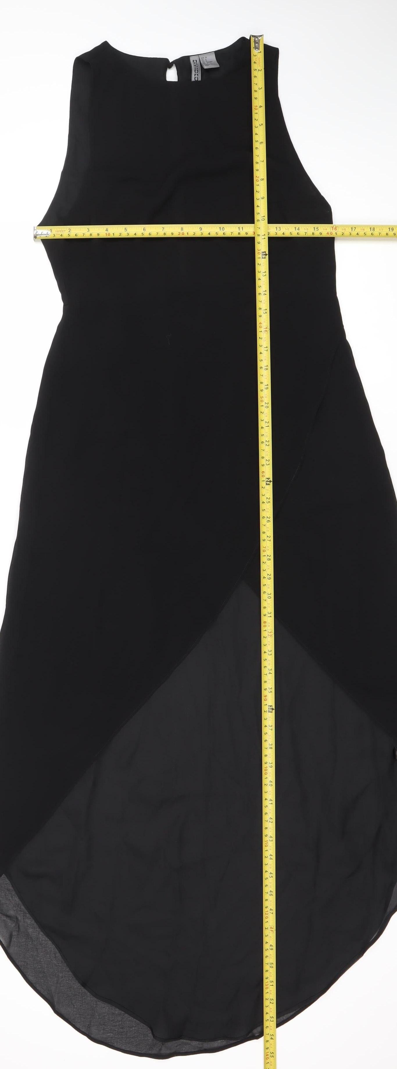 H&M Divided Women’s Black Hi-Low Shift Dress Size 10 Sleeveless