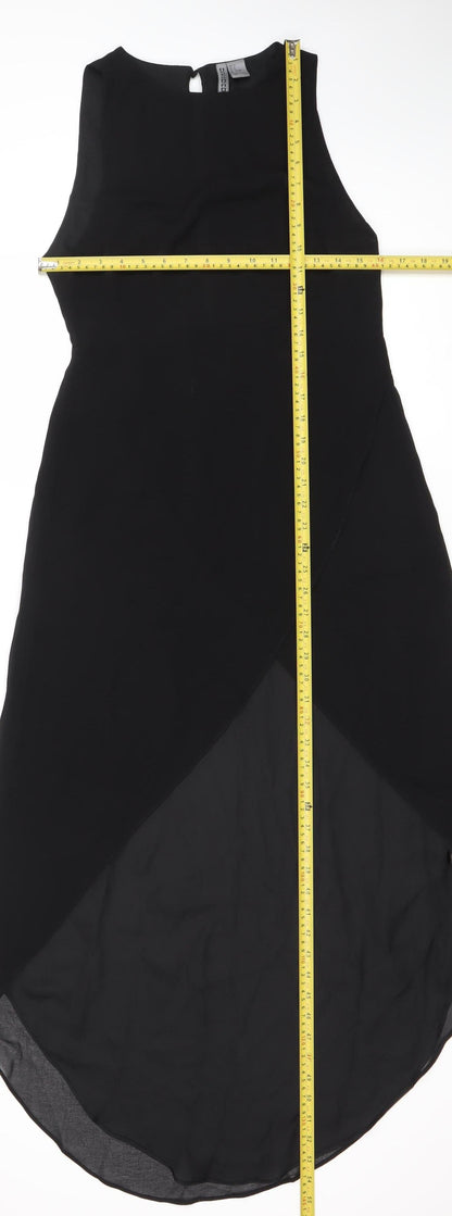 H&M Divided Women’s Black Hi-Low Shift Dress Size 10 Sleeveless