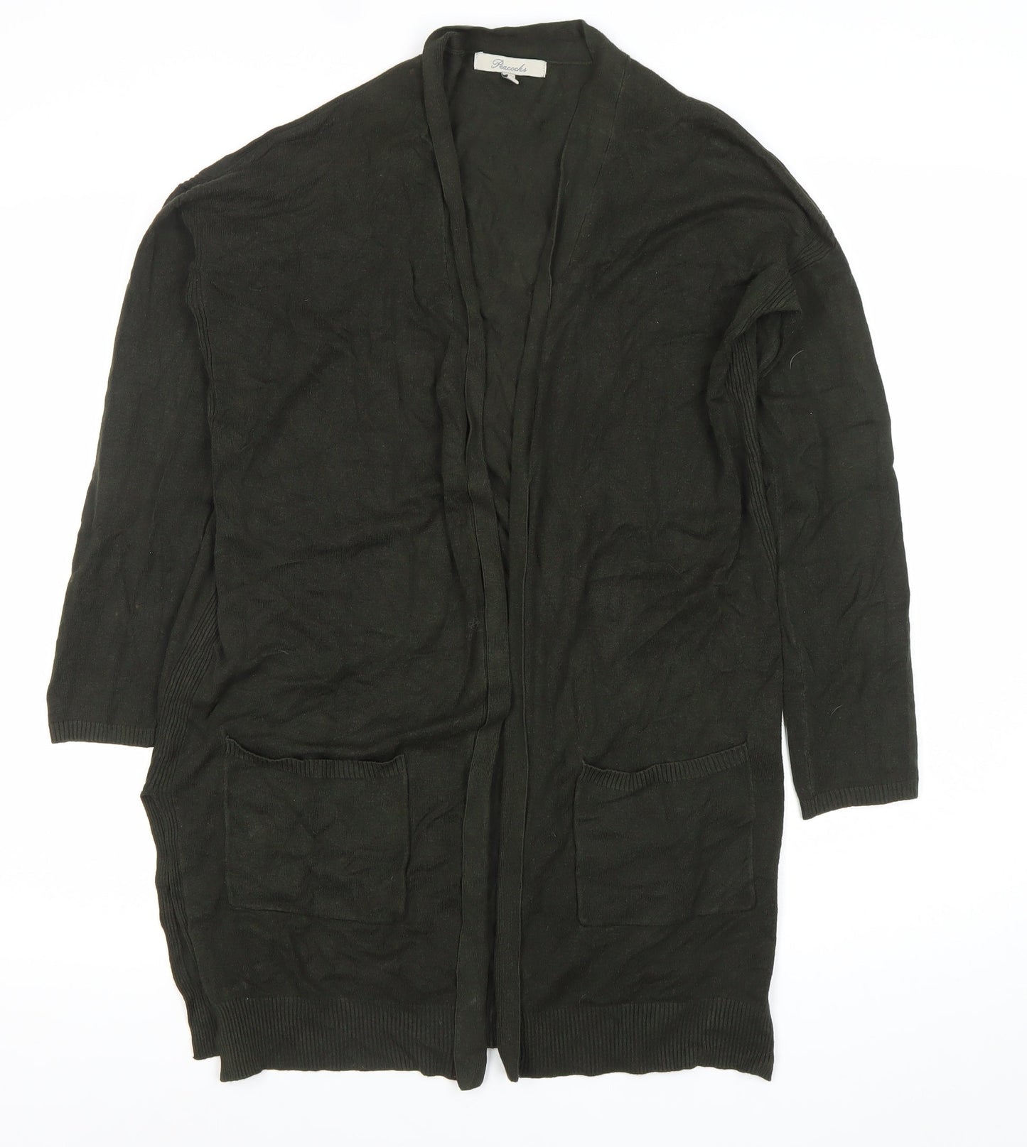 Pascale Women’s Black Cardigan Size 12 Long Sleeve Knit Pockets