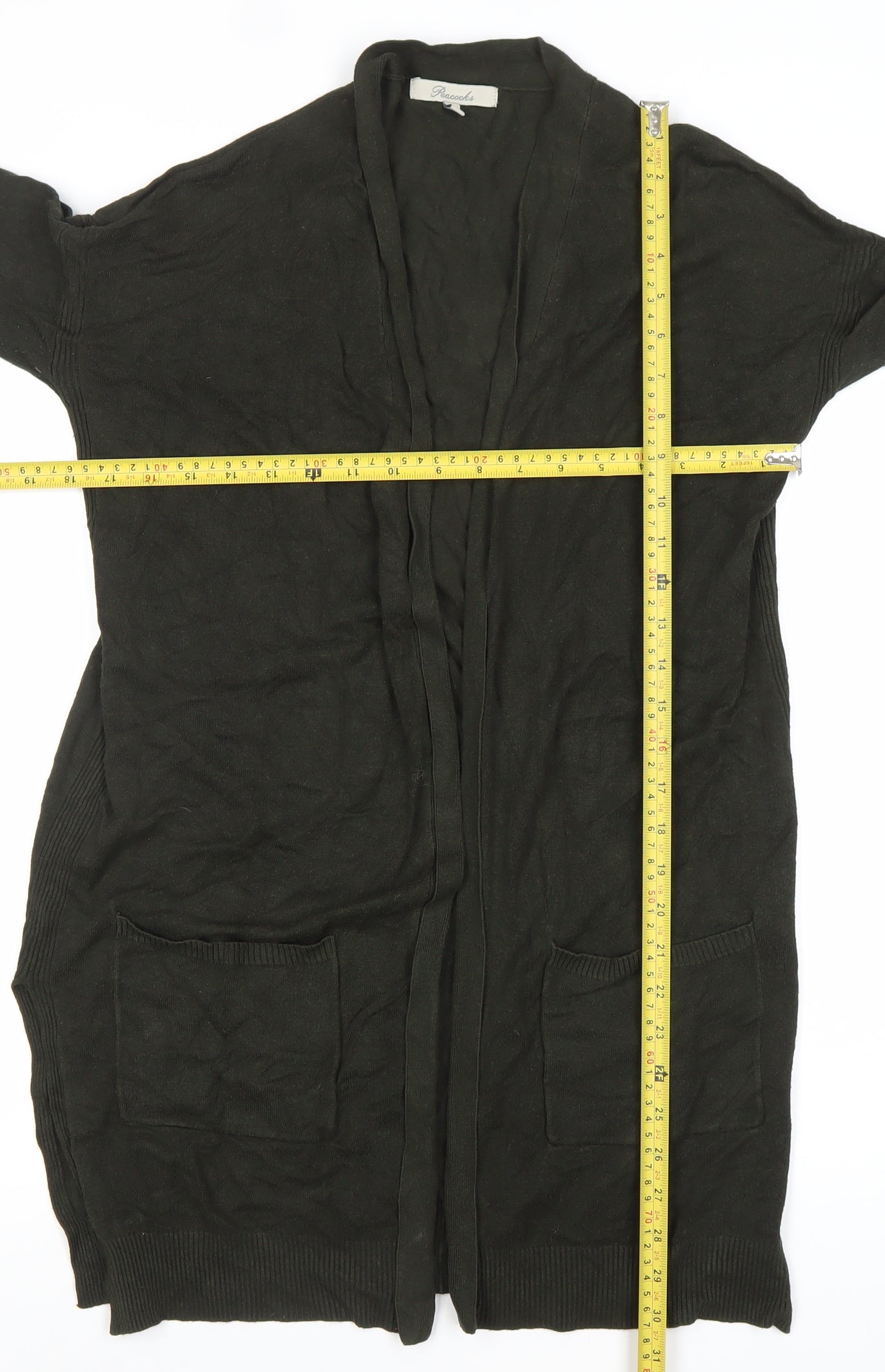 Pascale Women’s Black Cardigan Size 12 Long Sleeve Knit Pockets