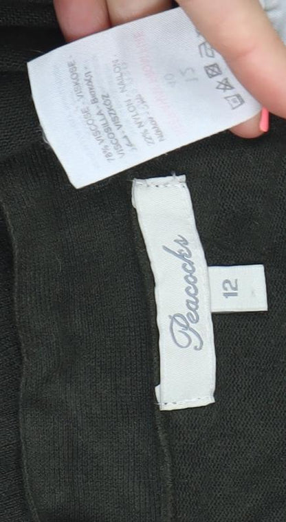 Pascale Women’s Black Cardigan Size 12 Long Sleeve Knit Pockets