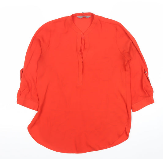 Dorothy Perkins Women’s Red Tunic Blouse Size 8 V-Neck 3/4 Sleeve