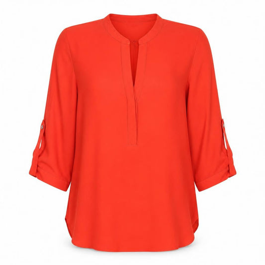 Dorothy Perkins Women’s Red Tunic Blouse Size 8 V-Neck 3/4 Sleeve