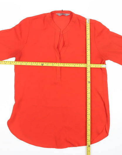 Dorothy Perkins Women’s Red Tunic Blouse Size 8 V-Neck 3/4 Sleeve