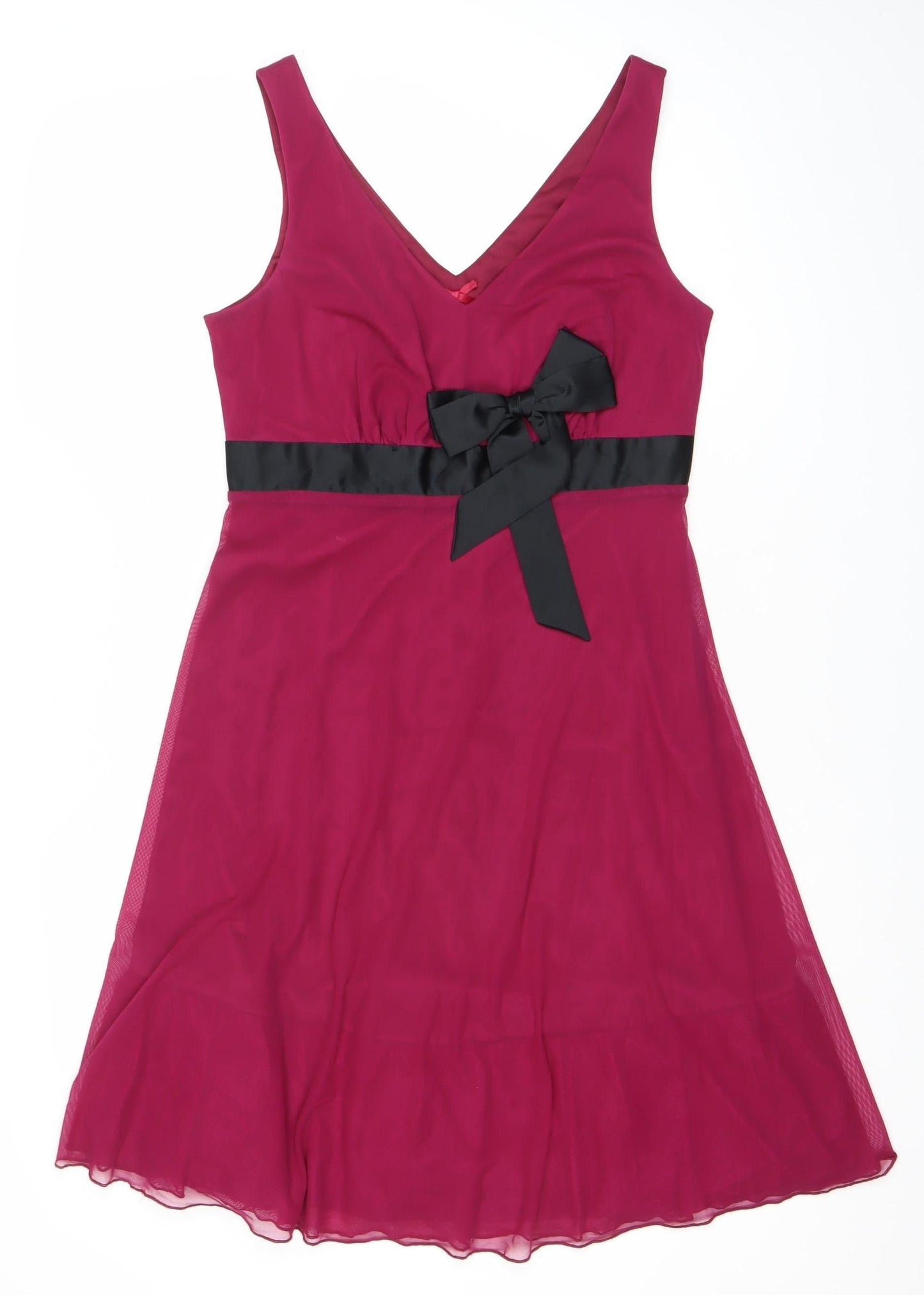 Next Women’s Pink A-Line Party Dress Size 12 Sleeveless Bow Detail