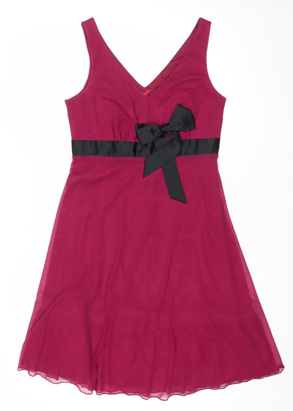 Next Women’s Pink A-Line Party Dress Size 12 Sleeveless Bow Detail