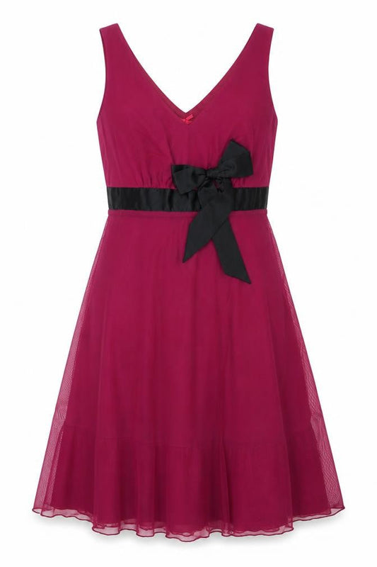 Next Women’s Pink A-Line Party Dress Size 12 Sleeveless Bow Detail