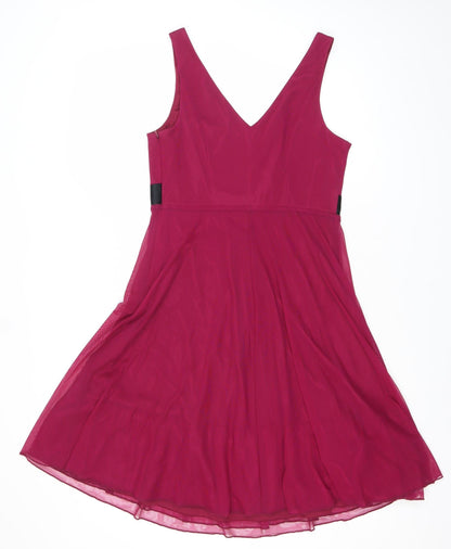 Next Women’s Pink A-Line Party Dress Size 12 Sleeveless Bow Detail