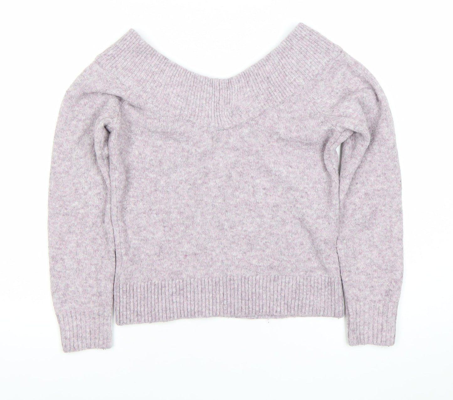 H&M Womens XS Purple V-Neck Wool Blend Knit Jumper Long Sleeve