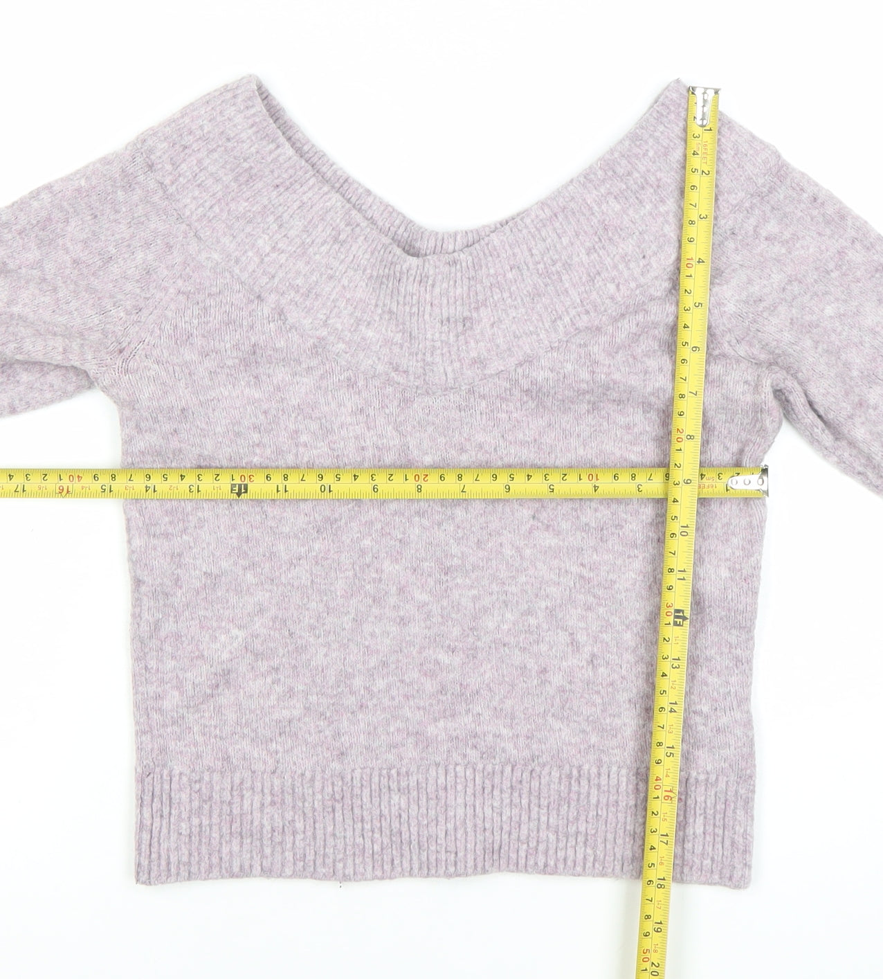 H&M Womens XS Purple V-Neck Wool Blend Knit Jumper Long Sleeve