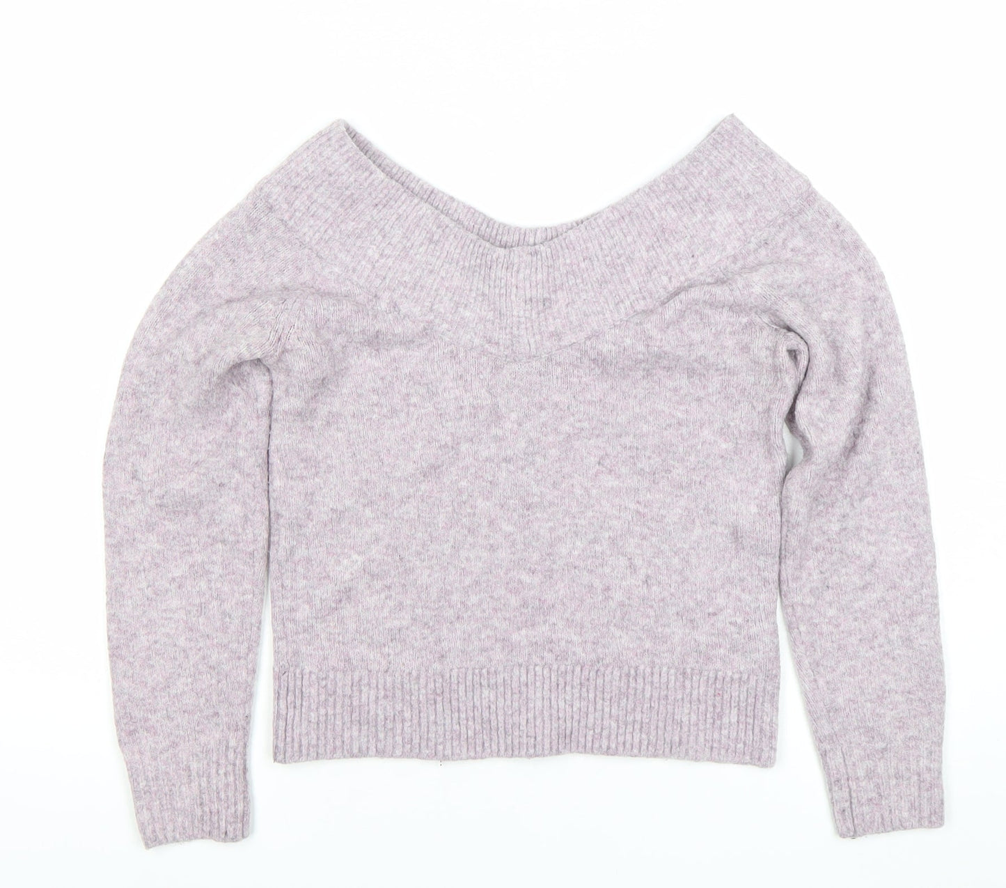H&M Womens XS Purple V-Neck Wool Blend Knit Jumper Long Sleeve