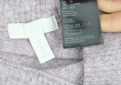 H&M Womens XS Purple V-Neck Wool Blend Knit Jumper Long Sleeve