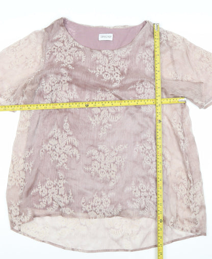 Together Women’s Pink Floral Sheer Blouse Size 12 Tunic Top