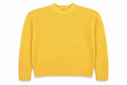 H&M Women’s Yellow Chunky Knit Pullover Jumper Size S Crew Neck