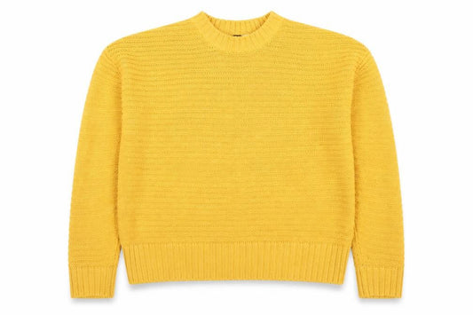 H&M Women’s Yellow Chunky Knit Pullover Jumper Size S Crew Neck