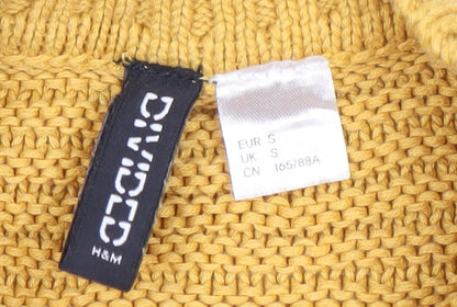 H&M Women’s Yellow Chunky Knit Pullover Jumper Size S Crew Neck