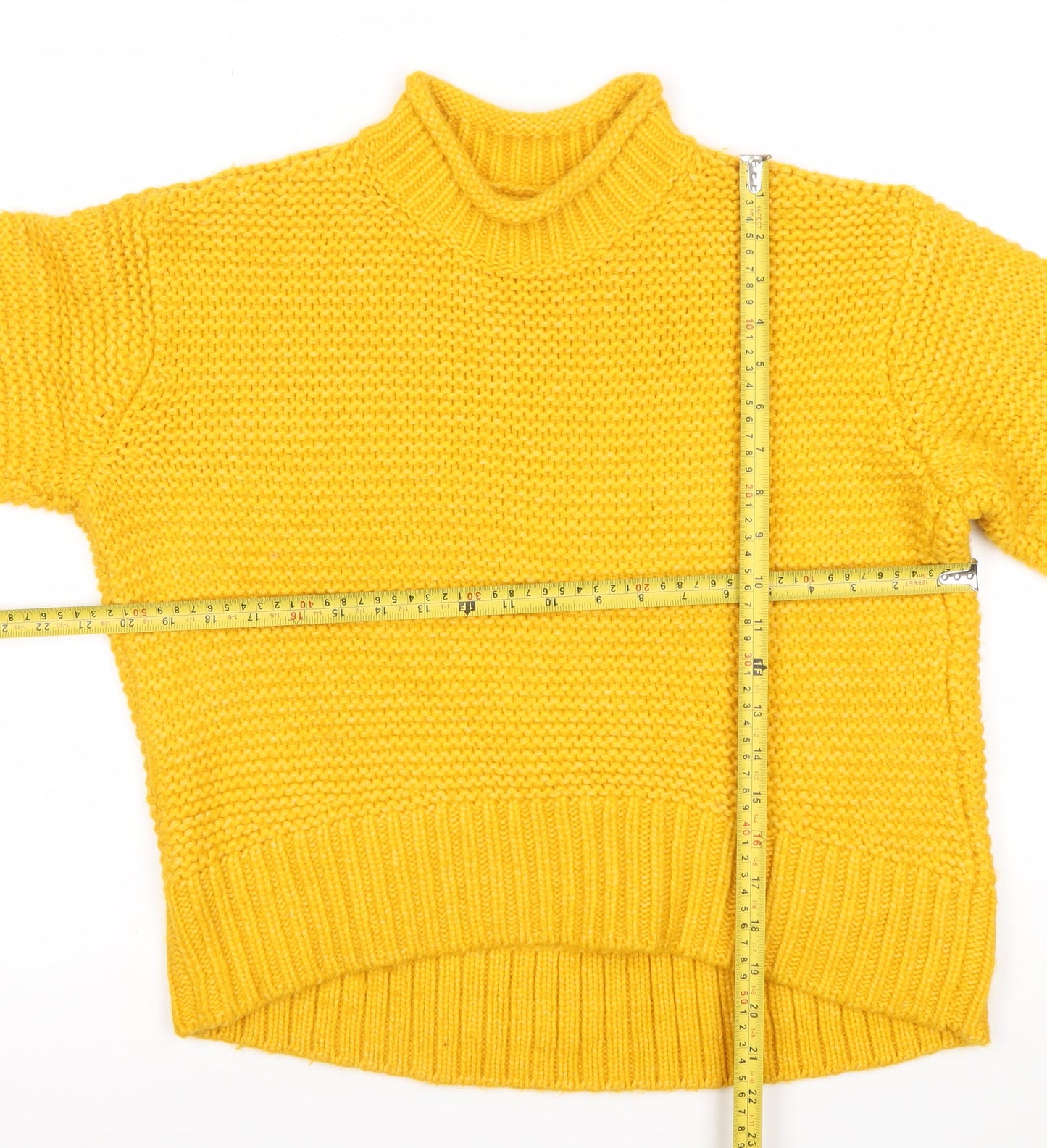 Lou & Grey Women’s Yellow Chunky Knit Mock Neck Jumper XS