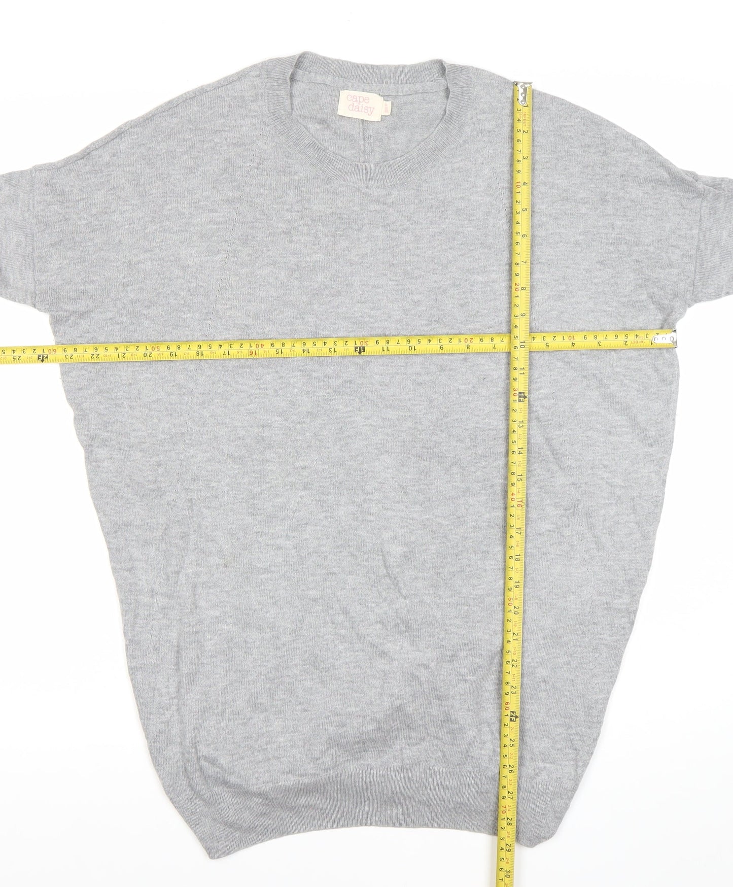 Cape Daisy Womens Grey M Cardigan Jumper Crew Neck Knit
