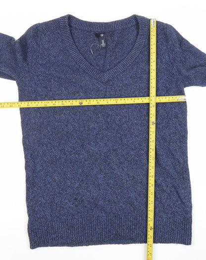 Gap Womens Blue V-Neck Knit Jumper Size M Long Sleeve Pullover