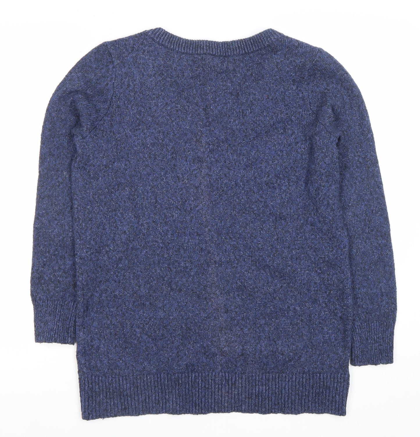 Gap Womens Blue V-Neck Knit Jumper Size M Long Sleeve Pullover