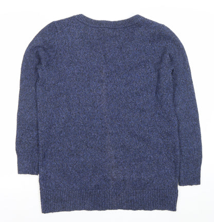 Gap Womens Blue V-Neck Knit Jumper Size M Long Sleeve Pullover