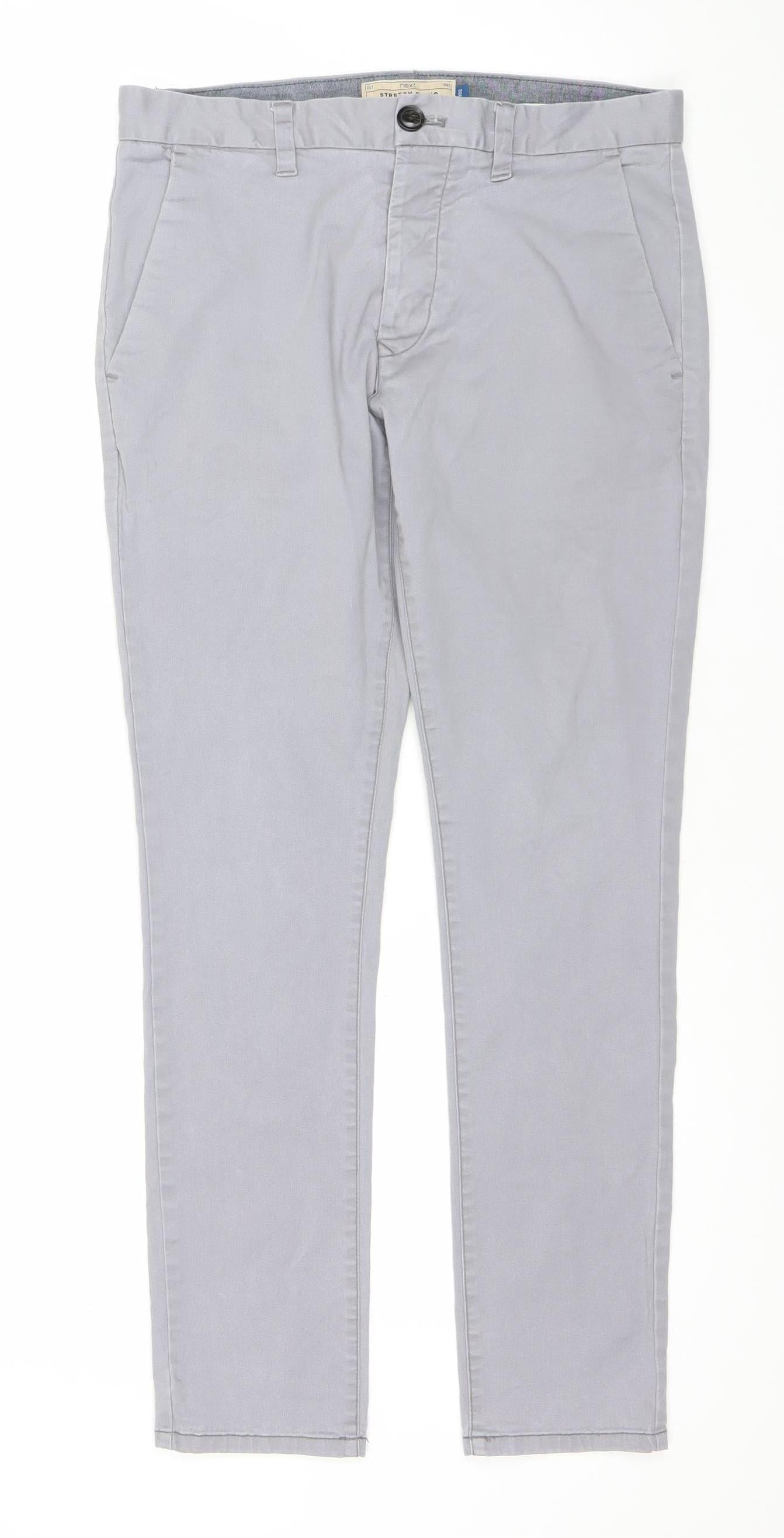 Next Mens Grey Skinny Chino Trousers 30W 30L Slim Fit