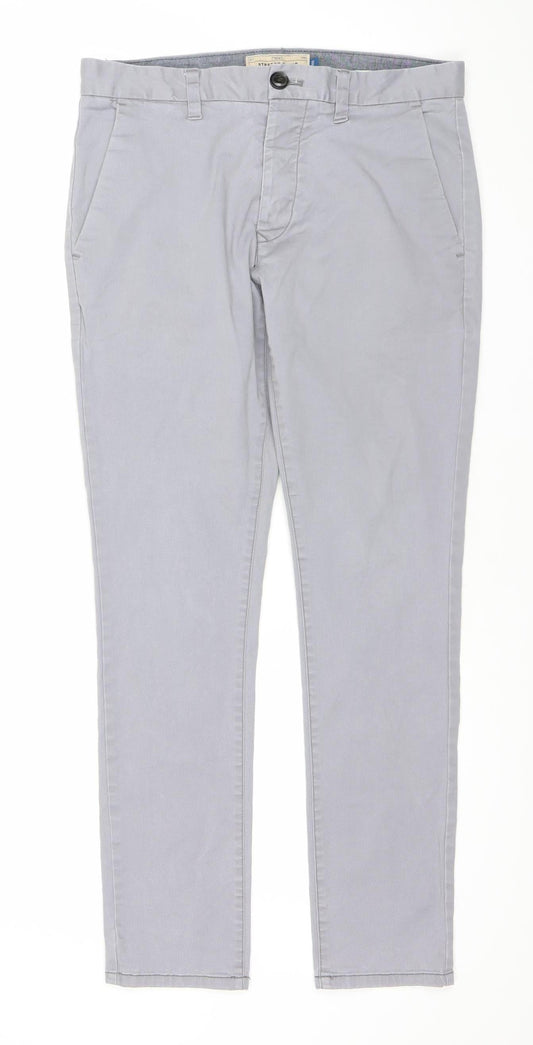 Next Mens Grey Skinny Chino Trousers 30W 30L Slim Fit