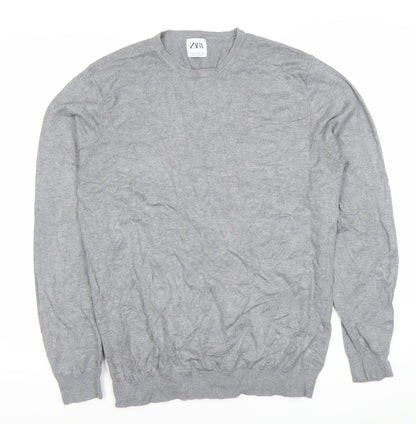 Zara Women Grey Viscose Knit Pullover Jumper Size 12