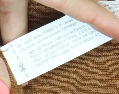 Zara Men’s Brown Mock Neck 1/4 Zip Jumper Size M Cotton Wool Blend