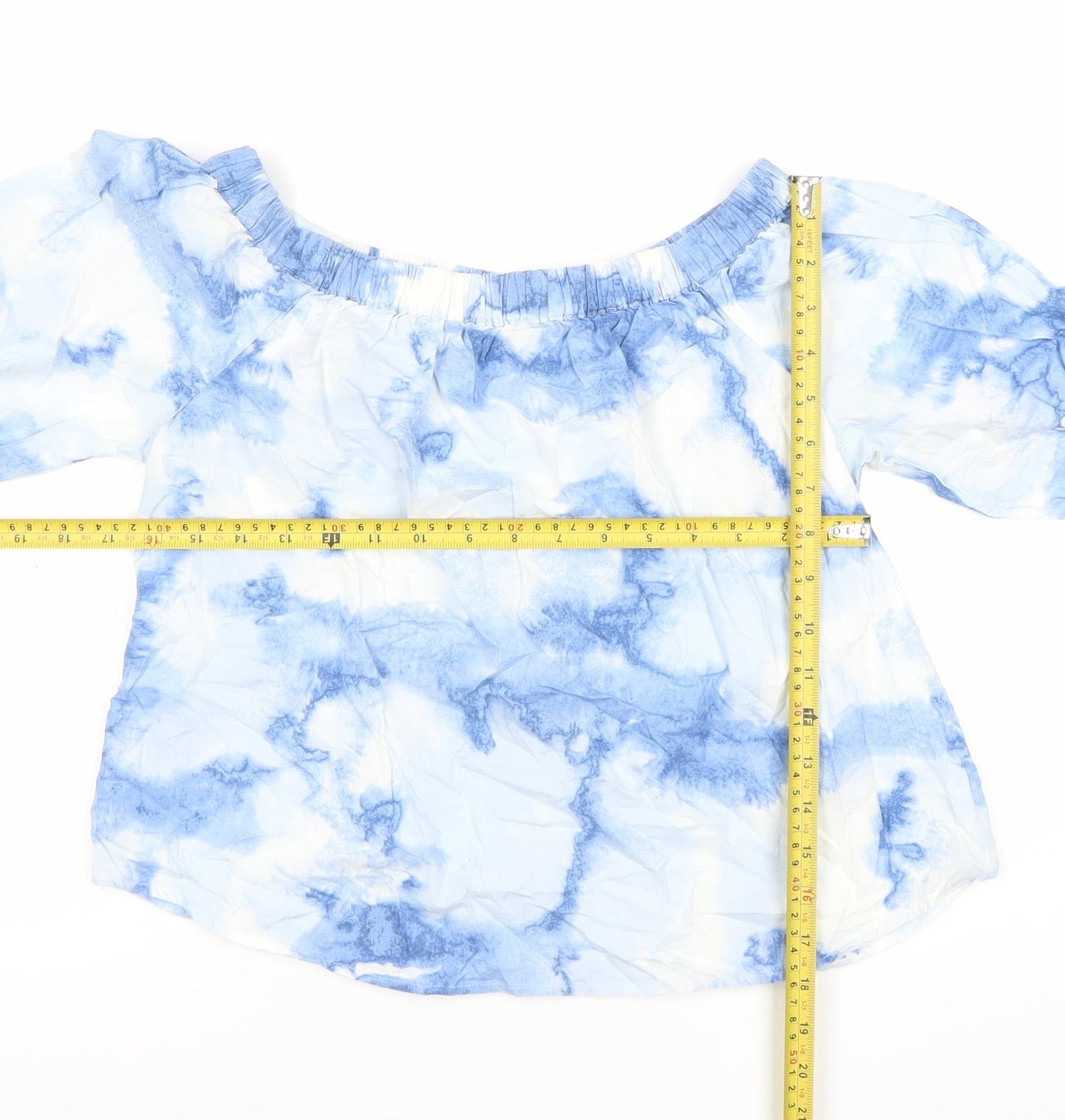 Marks and Spencer Women Blue Off Shoulder Cotton Blouse Size 6