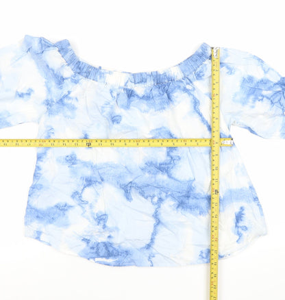 Marks and Spencer Women Blue Off Shoulder Cotton Blouse Size 6