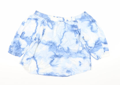 Marks and Spencer Women Blue Off Shoulder Cotton Blouse Size 6