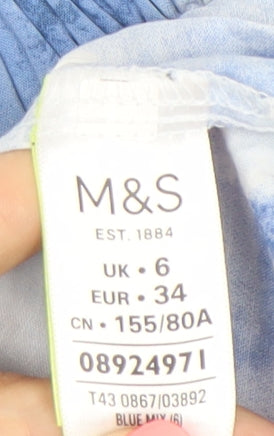 Marks and Spencer Women Blue Off Shoulder Cotton Blouse Size 6